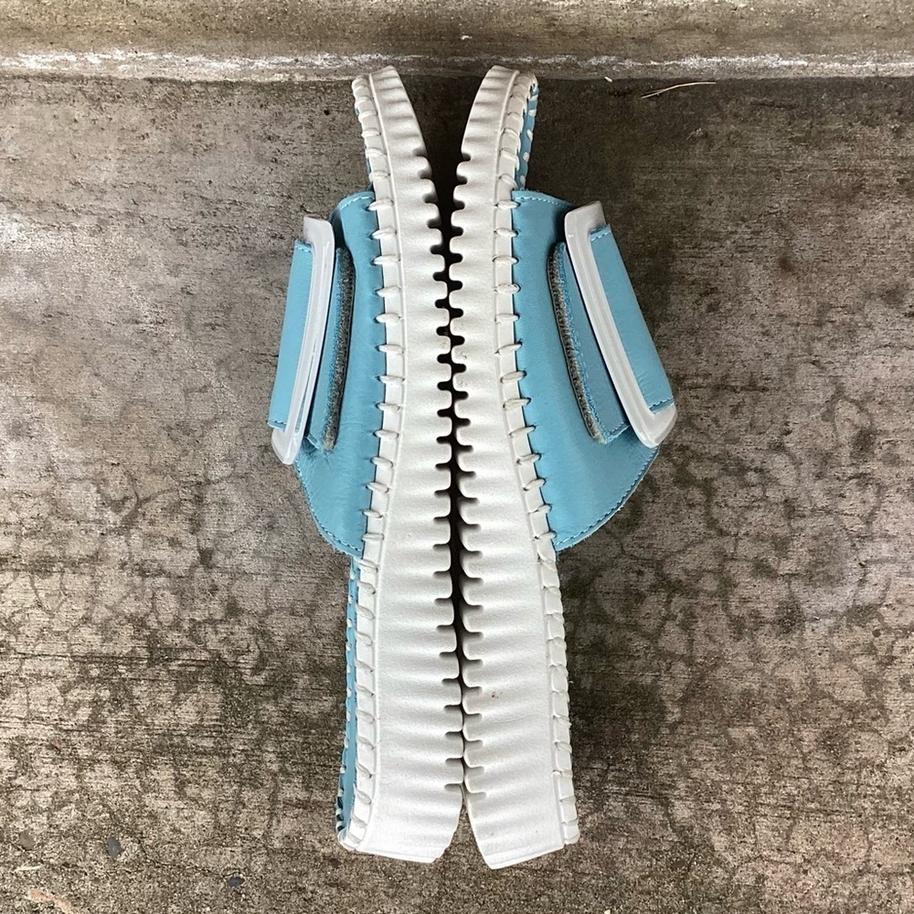 ERIC MICHAEL Darla Velcro Leather Slide Baby Blue, Size 37 (US 6.5-7) NEVER WORN - Picture 6 of 8